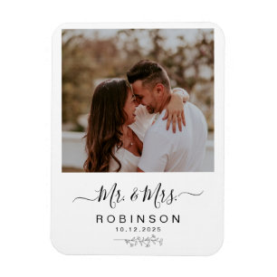 Modern Rustic Photo Botanical Wedding Magnet