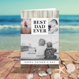 Modern Rustic Photo Collage Best Dad Father`s day Card