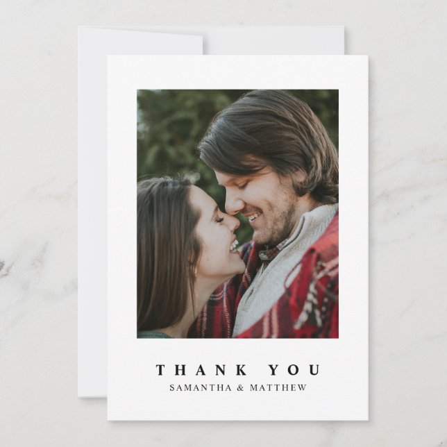 Modern Rustic Photo Engagement Thank You Card (Front)