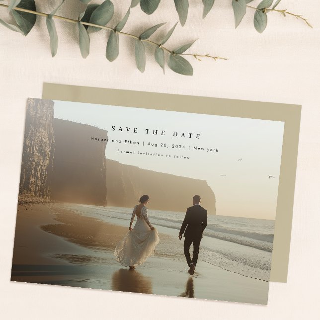 Modern Rustic Photo Qr Code Wedding Save The Date (Creator Uploaded)