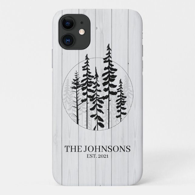 Modern Rustic Pine Tree Farmhouse Case-Mate iPhone Case (Back)