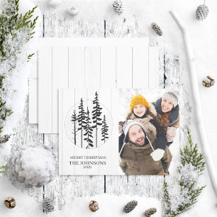 Modern Rustic Pine Tree Farmhouse Christmas Photo Holiday Card