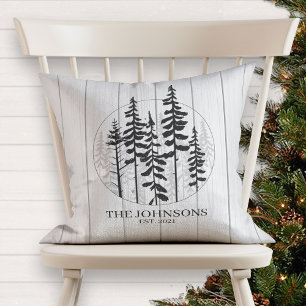 Modern Rustic Pine Tree Farmhouse Cushion