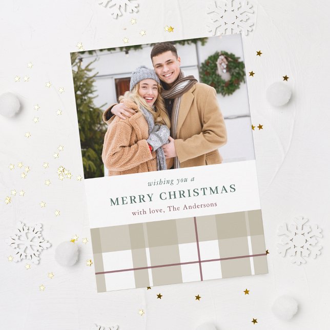 Modern Rustic Plaid Christmas Photo Card (Creator Uploaded)