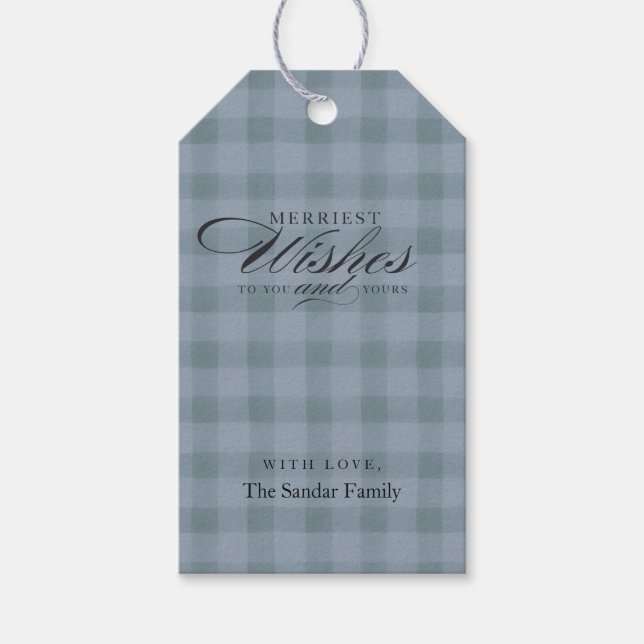 Modern Rustic Plaid Gift Tags Personalised  (Front)