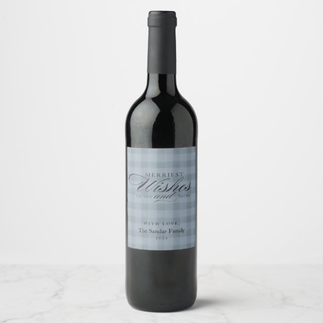 Modern Rustic Plaid Personalised Wine Gift Label (Front)