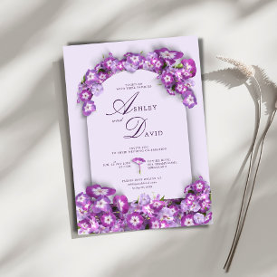 Modern Rustic Purple  I Lilac Arch Flowers Wedding Invitation