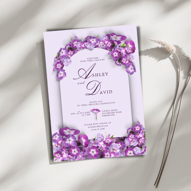 Modern Rustic Purple  I Lilac Arch Flowers Wedding Invitation (Creator Uploaded)