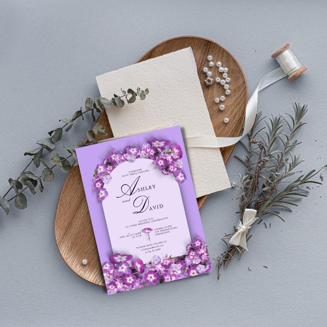 Modern Rustic Purplemoon Lilac Arch Floral Wedding Invitation (Creator Uploaded)