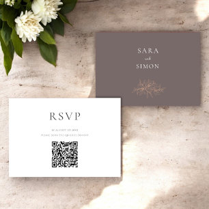 Modern rustic qr code  Wedding RSVP  Card