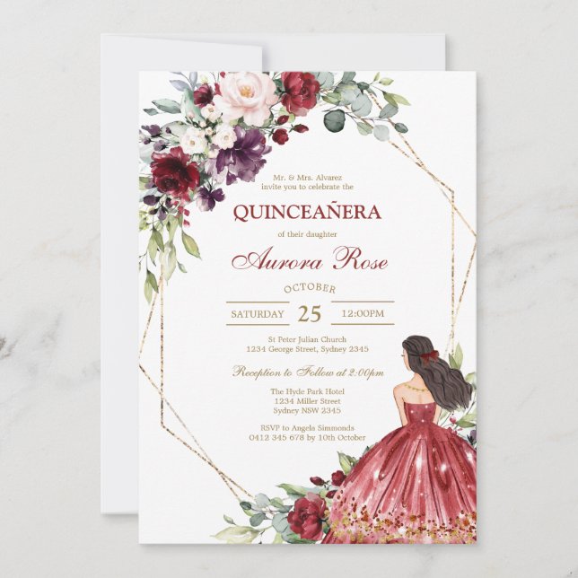 Modern Rustic Quinceanera Invitation (Front)