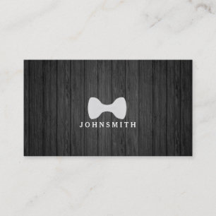 Modern Rustic & Refined Men's Bow Logo Black Wood Business Card