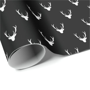 Modern Rustic Reindeer Antlers Christmas Holiday Wrapping Paper
