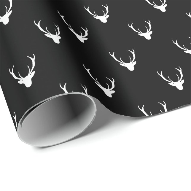 Modern Rustic Reindeer Antlers Christmas Holiday Wrapping Paper (Roll Corner)