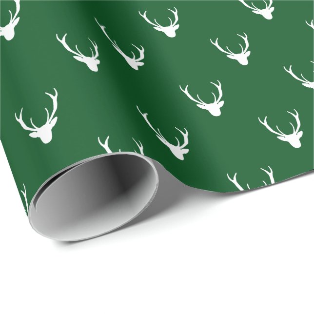 Modern Rustic Reindeer Antlers Christmas Holiday Wrapping Paper (Roll Corner)