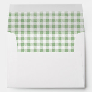 Modern Rustic Sage Green Gingham Envelope