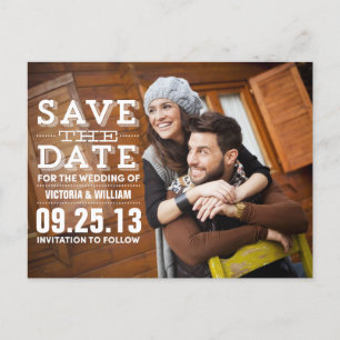 MODERN RUSTIC SAVE THE DATE ANNOUNCEMENT POSTCARD