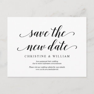 Modern Rustic Save the new date, Invites postponed Postcard