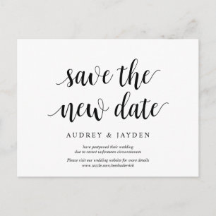 Modern rustic, Save the new date, wed postponed Postcard