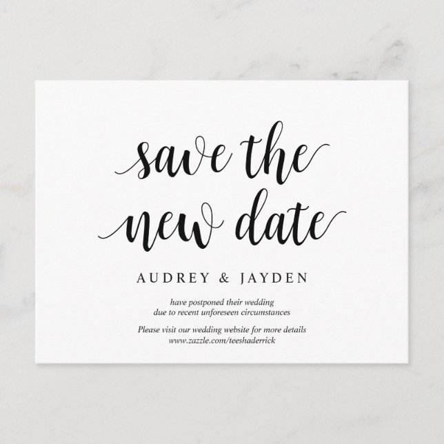 Modern rustic, Save the new date, wed postponed Postcard (Front)