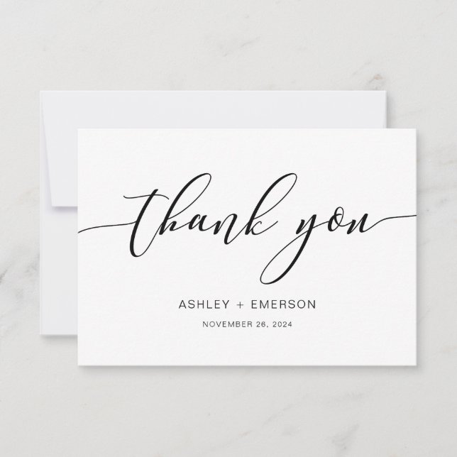 Modern Rustic Script Calligraphy Thank You Card (Front)