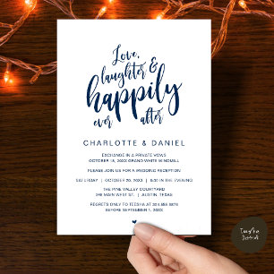 Modern Rustic Script Happily Ever After Wedding Invitation