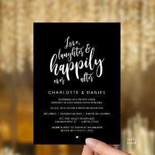 Modern Rustic Script Happily Ever After Wedding Invitation