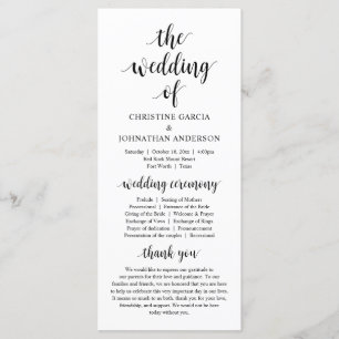 Modern rustic script, Wedding Ceremony Program Programme