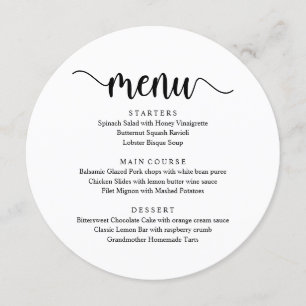 Modern Rustic Script, Wedding Elopement Dinner Menu