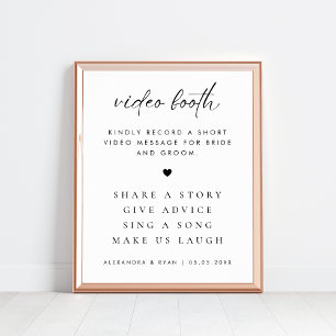 Modern Rustic Script Wedding Video Booth Sign