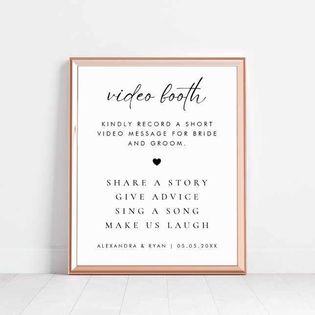 Modern Rustic Script Wedding Video Booth Sign (Creator Uploaded)