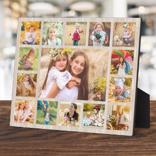 Modern Rustic Simple 15 Photo Collage Plaque