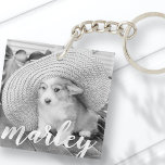 Modern Rustic Simple Custom Pet Photo Key Ring<br><div class="desc">This simple and classic design is composed of playful cursive typography and add a custom photo of your pet.</div>