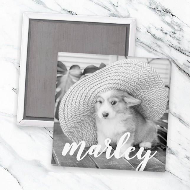 Modern Rustic Simple Custom Pet Photo Magnet (Creator Uploaded)