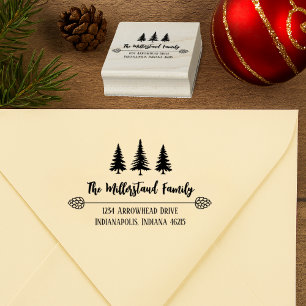Modern Rustic Spruce Script Return Address Stamp