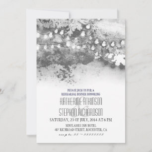 modern rustic string lights rehearsal dinner invitation
