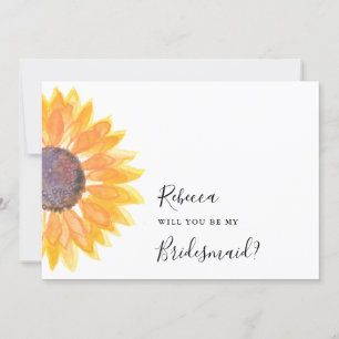 Modern Rustic Sunflower Watercolor Bridesmaid Invitation