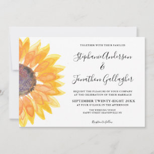 Modern Rustic Sunflower Watercolor Invitation