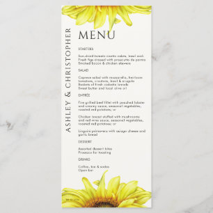 Modern Rustic Sunflower Wedding Menu