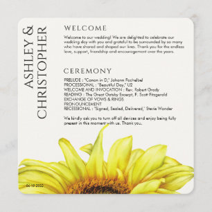 Modern Rustic Sunflower Wedding Programme