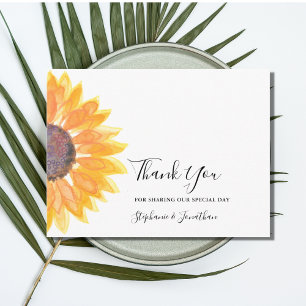 Modern Rustic Sunflower Wedding Thank You Postcard