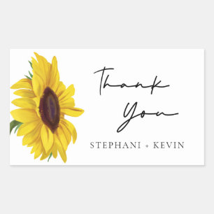 Modern Rustic Sunflower Wedding Thank You Rectangular Sticker