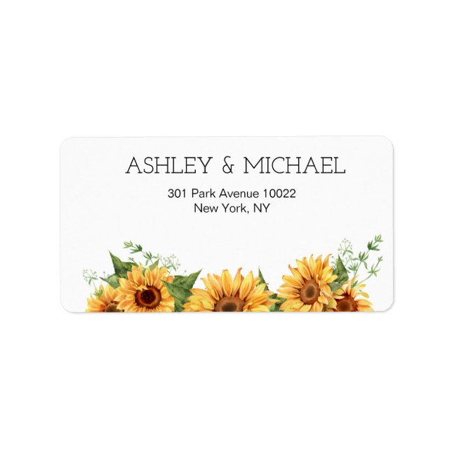 Modern Rustic Sunflower Yellow Wedding Label (Front)