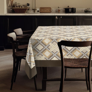 Modern Rustic Tablecloth Neutral Geometric Motifs