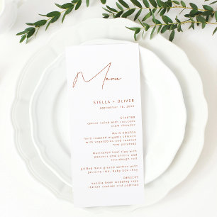 Modern Rustic Terracotta Calligraphy Wedding Menu