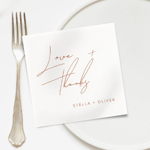 Modern Rustic Terracotta Script Love Thanks Paper Napkin