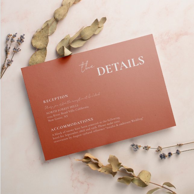 Modern Rustic Terracotta Script Typography Wedding Enclosure Card (Creator Uploaded)