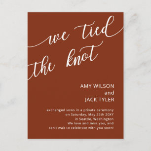 Modern Rustic Terracotta Wedding Announcement Postcard