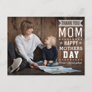 Modern Rustic Typography Happy Mother's Day Photo Postcard
