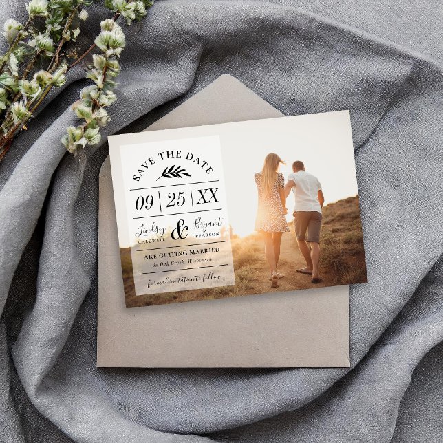 Modern Rustic Typography Photo Save the Date (Creator Uploaded)